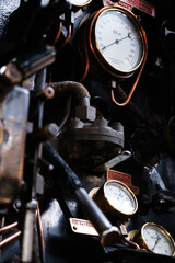 vintage engine in a steam train