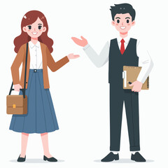 Fototapeta premium teacher and student flat illustration