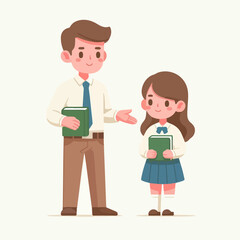 teacher and student flat illustration