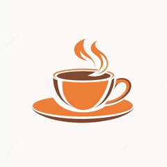 Obraz premium Simple coffee cup logo design with steaming beverage