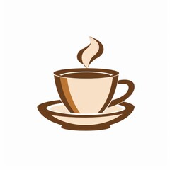 Obraz premium Flat vector logo of a coffee cup with steam on a simple background