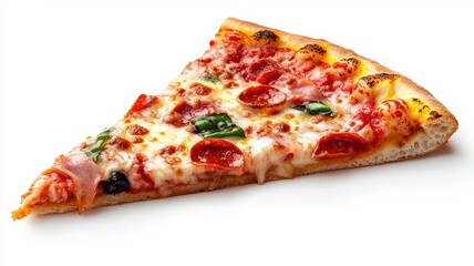 A pizza slice clipart, food element, pixel art style, vibrant colors, isolated on white background