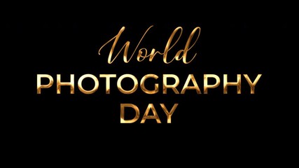 Gold text World Photography Day with colorful bokeh on black background suitable for social media posts, blog banners, and website headers.