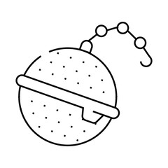 strainer on chain tea line icon vector. strainer on chain tea sign. isolated contour symbol black illustration