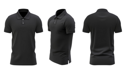 Black Polo - Shirt Mockup for Product Design - T-shirt Template for Logo Placement and Branding - Template for Company Shirt and Work Clothing - Presentation Background for Corporate Identity
