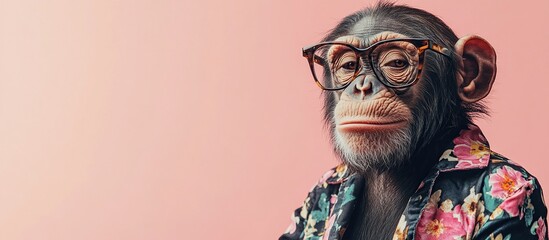 Chimpanzee in Sunglasses and Hawaiian Shirt