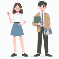 Students. Young people readers sitting, lying on giant books stack, students study, read and gain knowledge