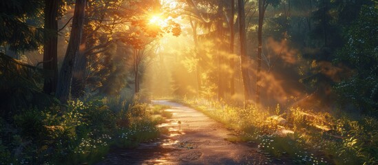 Obraz premium Sunlit Forest Path