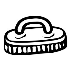 Cleaning brush hand drawn doodle. Washing things. Cleaning the house, kitchen. Laundry room. Vector outline line art illustration.