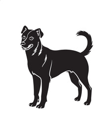 Obraz premium Black and White Dog Silhouette Vector Illustration, Loyal Dog Silhouette Editable Vector Graphic