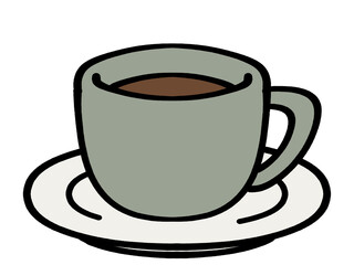 シンプルなコーヒーカップとソーサーのイラスト素材
