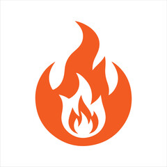 Orange fire flame icon silhouette vector illustration design on white background.