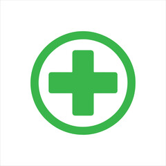 Fototapeta premium Green circle with green plus sign icon silhouette vector illustration design on white background.