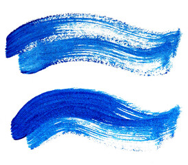 Ultramarine blue wavy dry brush strokes on a white background