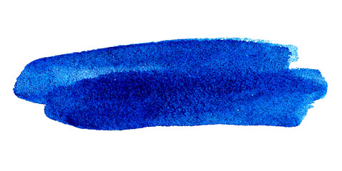 Fototapeta premium Ultramarine blue watercolor double vibrant stroke on a white background