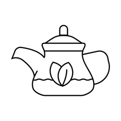 green tea in teapot line icon vector. green tea in teapot sign. isolated contour symbol black illustration