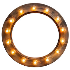 Obraz premium Circular Wooden Frame with Bulbs