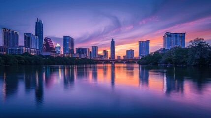 Cityscape Reflection at Dusk