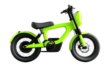 Sleek neon green electric bike on transparent background. showcasing modern design and eco-friendly transportation option.