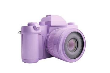 Stylish purple digital camera on a transparent background. showcasing modern design and technology for photography enthusiasts.
