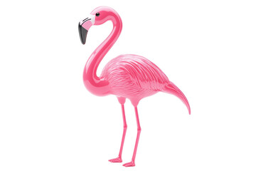 Fototapeta premium Vibrant pink plastic flamingo isolated on transparent background. perfect for garden decor, summer projects, and cheerful design themes.