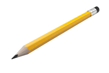 Yellow wooden pencil with an eraser on a transparent background. Perfect for educational, writing, and stationary themes.