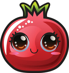 gradient pomegranate cartoon sticker