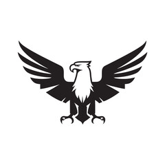 Obraz premium Majestic Eagle Silhouette Logo Vector Graphic, Bold Eagle with Outstretched Wings Black and White Vector
