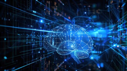 Obraz premium Artificial Intelligence Brain Data Network