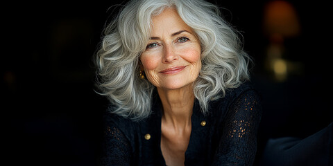 Fototapeta premium portrait of an elderly woman on a studio background