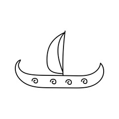 Ship doodle. Vector illustration isolated on background.