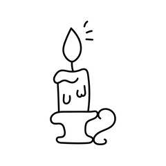 Candle in a sconce. Doodle. Vector illustration isolated on background.