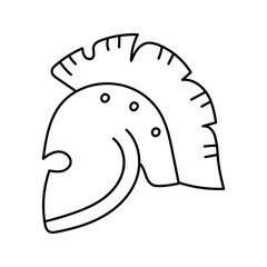 Gladiator Helmet Doodle. Vector illustration isolated on background.