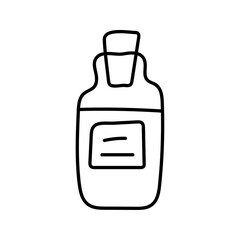 Glass bottle Doodle. Vector illustration isolated on background.