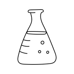 Laboratory flasks Doodle. Vector illustration isolated on background.