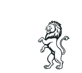 Fototapeta premium Black and White Majestic Lion Crest Vector Logo Design