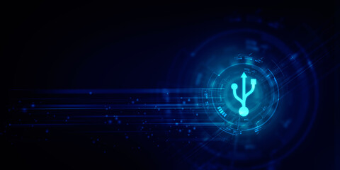 2d illustration USB icon symbol