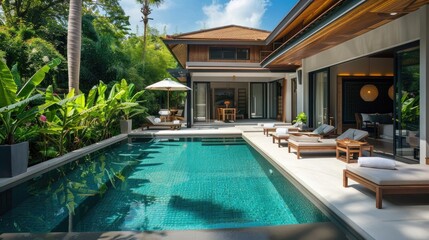 Modern Tropical Villa with Private Pool and Lush Greenery