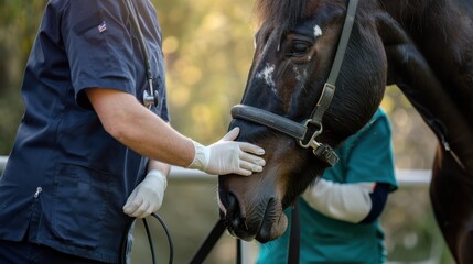 The veterinarian and horse
