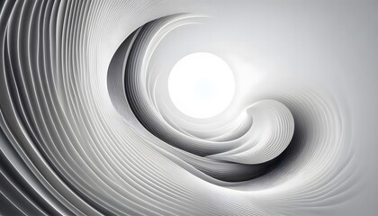 Abstract swirl of gray and white curves with smooth gradients and flowing lines