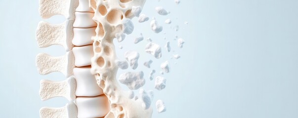3D illustration of a human spine with bone loss