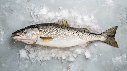 Freshly Caught Sea Bass on Ice
