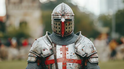 Medieval knight costume with detailed armor, Costume outfit festivity, historical celebration