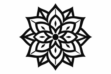 Sophisticated Black and White Abstract Floral and Spiritual Symbols Featuring Ornamental Round Designs