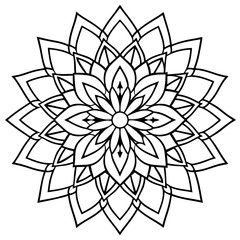 Elegant Black and White Abstract Background Featuring Spiritual Flower Symbols and Snowflake Illustrations