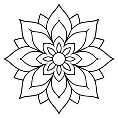 Sophisticated Black and White Abstract Floral Background with Lotus Flower Illustration and Modern Ornamental Pattern