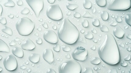 Abstract representation of water droplets on a smooth surface showcasing intricate reflections and textures
