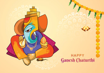 Illustration of lord ganesha for ganesh chaturthi card background