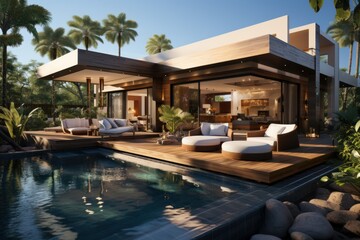 Photo of a modern design house with outdoor space