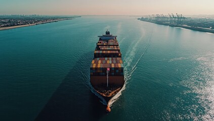 Cargo Ship Sailing on the Ocean